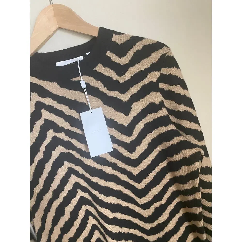 BOSS Fadrella Chevron Long‎ Sleeve Shift Sweater Dress